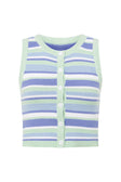 Aero Button Up Knit Stripe Top - Blue, White & Green