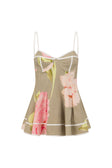 Fiori Green Floral Print Flared Meadow Top
