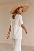 White Textured Boxy Adora T Shirt Top