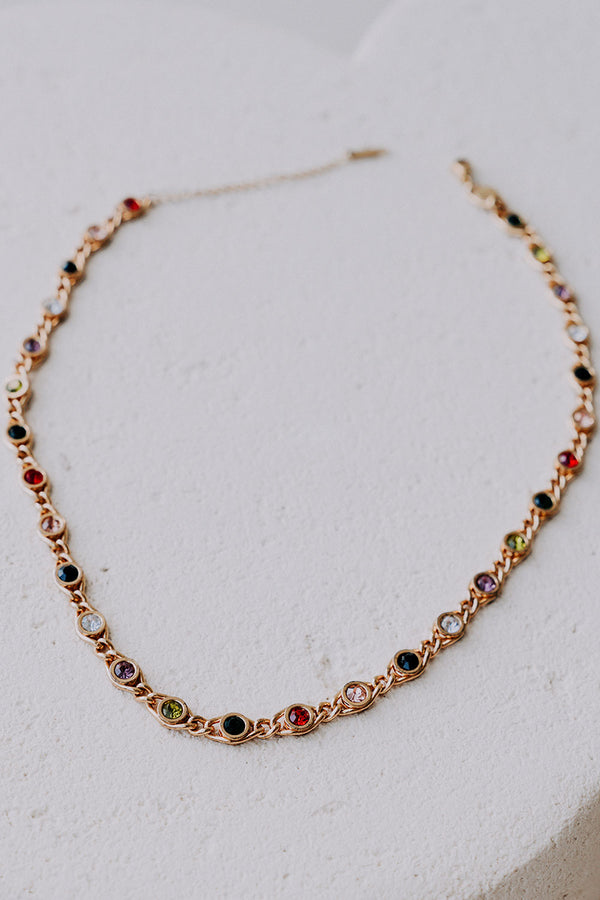 18k Gold Plated Multi-Coloured Stone Romani Necklace