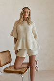 Beige Woven Knit Elastic Trisha Shorts
