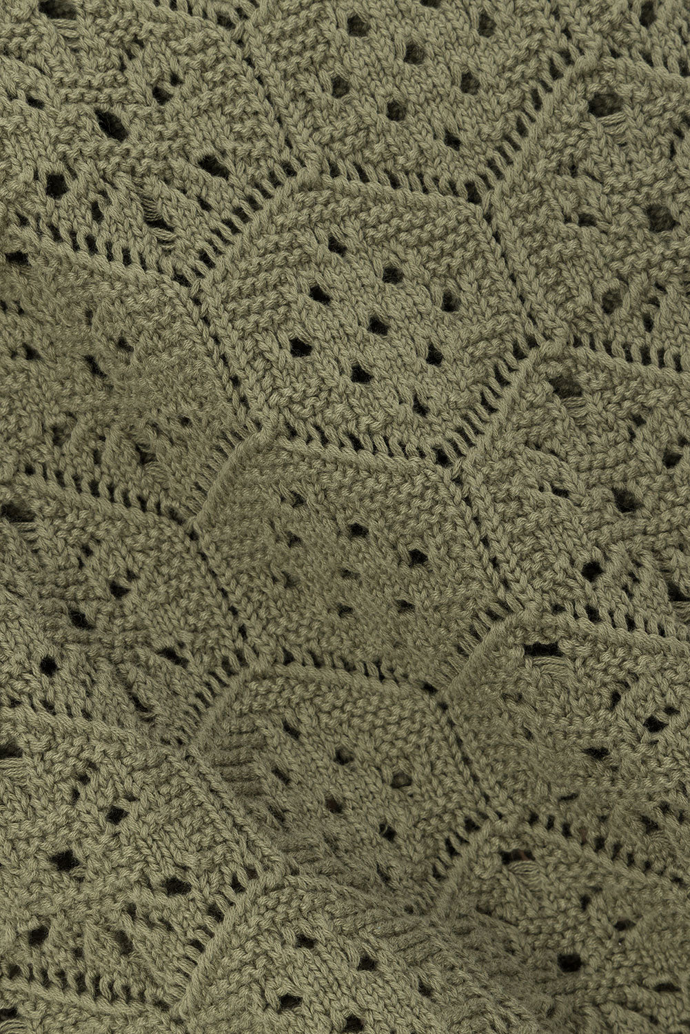 Khaki Green Crochet Knit Button Up Umiko Top