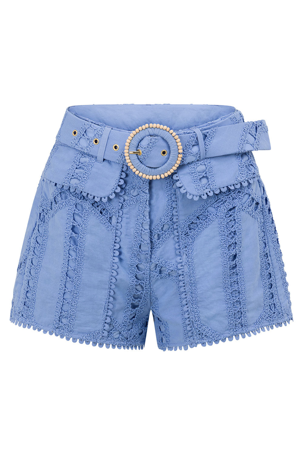 Blue Cotton Cutwork Belt Alyce Shorts