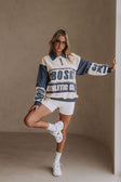 Navy and Cream Fleece Oversized Vintage Milan Sweater