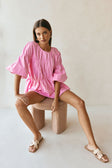 Pink Elastic Drawstring Akel Shorts