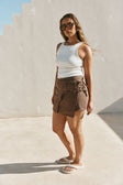 Chocolate Brown Tie Mini Luna Skirt