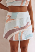 White Halcyon Print High Waist Mini Ria Skirt
