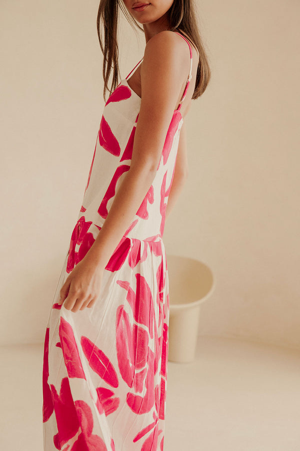 Bette Thin Strap Panelled Maxi Dress - Pink, White Ada Floral Print