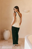 Cream Ribbed One Shoulder Aylani Top