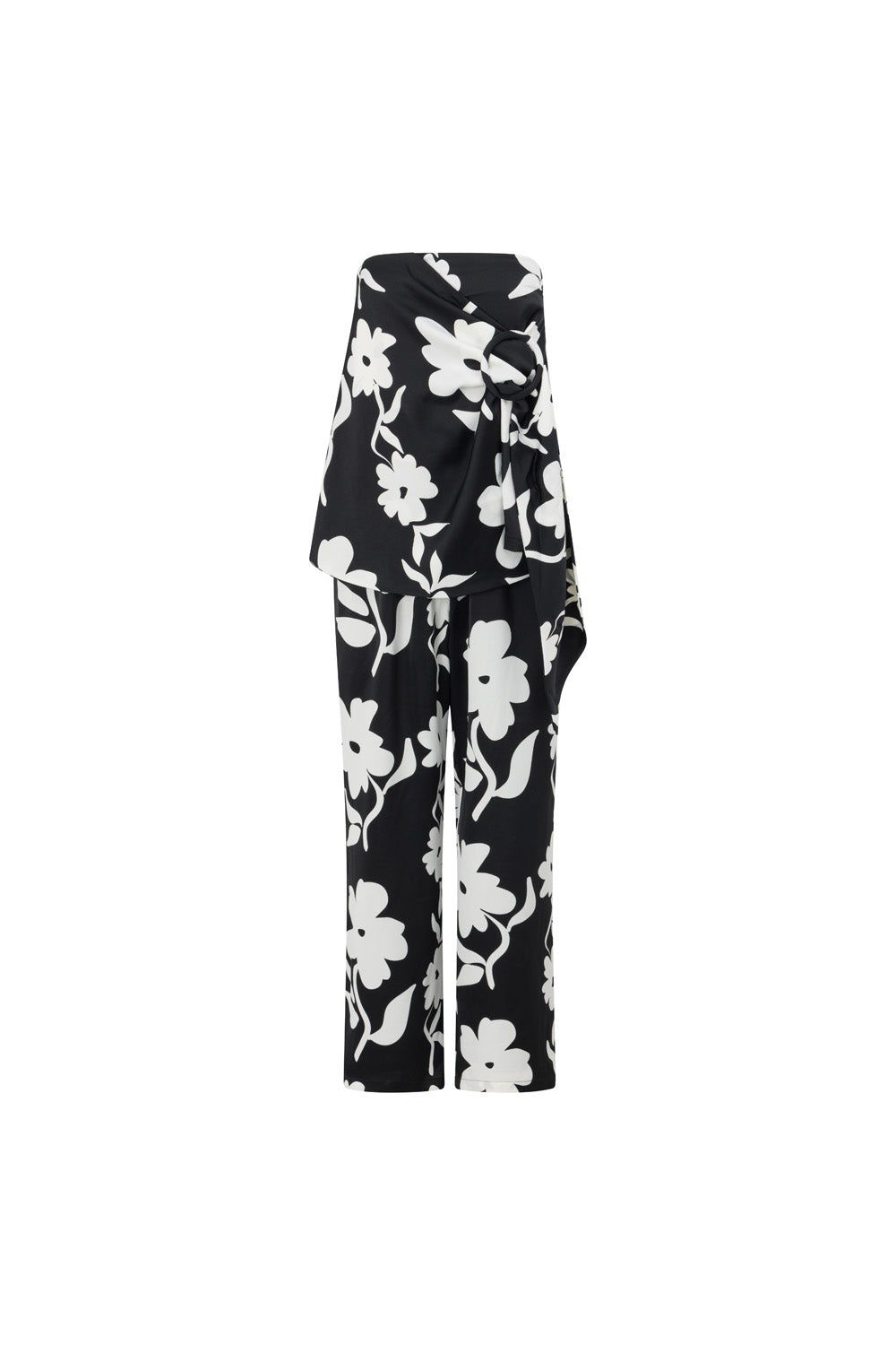 Black Alma Caroline Floral Print Strapless Heidi Jumpsuit