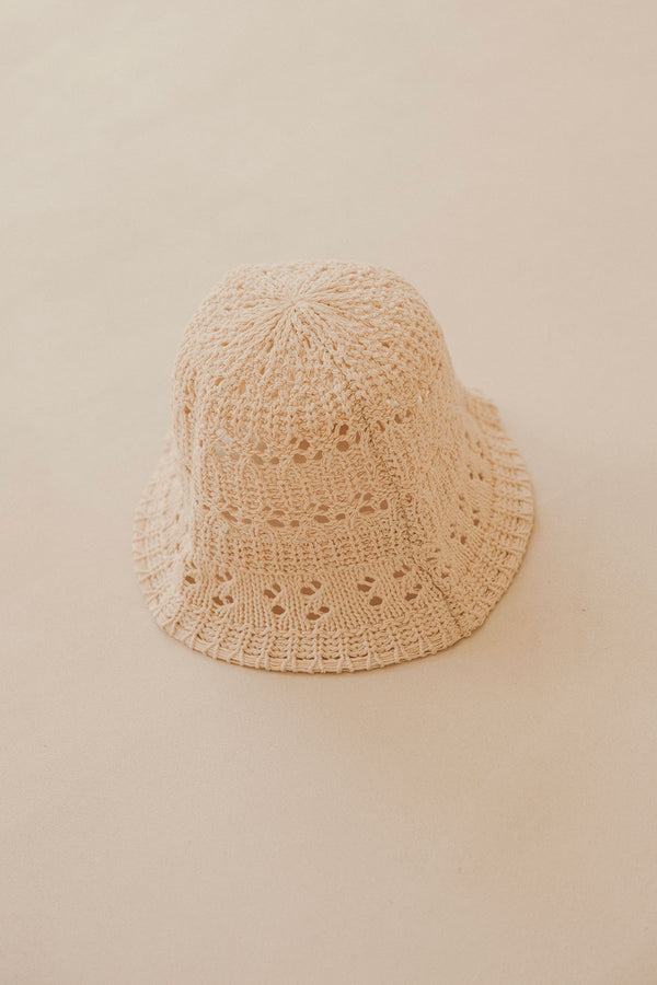 Maris Crochet Bucket Hat - Beige