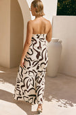 Cream Floral Fleur Lines Print Strapless Noah Dress