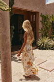 White Agalia Floral Print V Neck Maxi Clover Dress