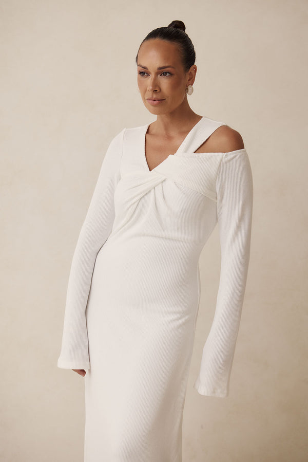 White Long Sleeve Cutout Maxi Nyla Dress