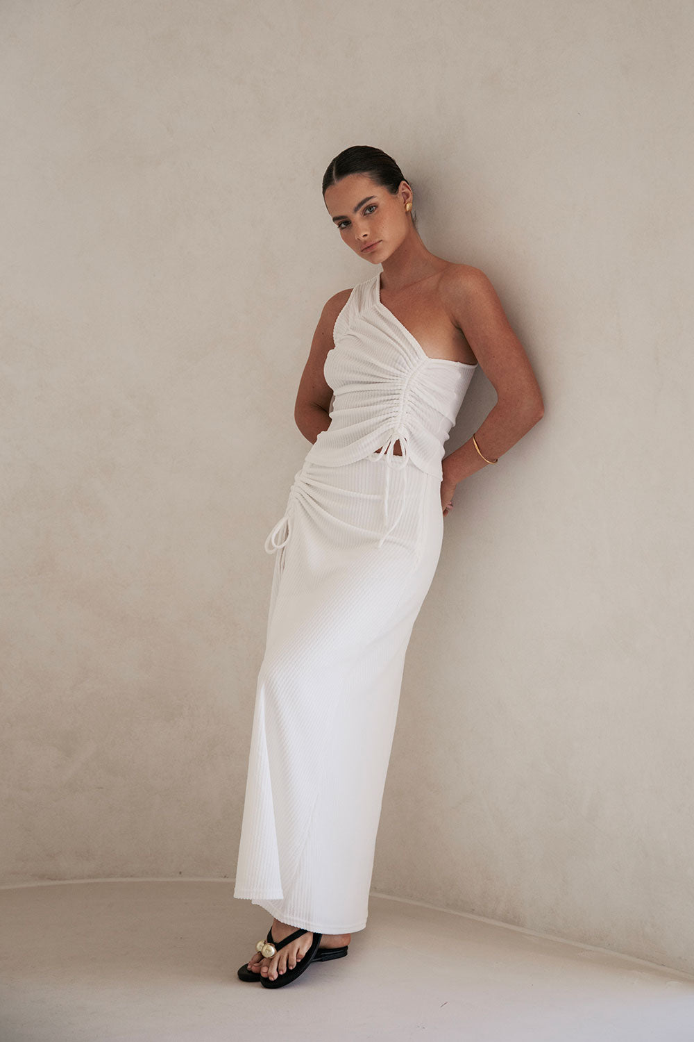 Leni One Shoulder Top - White