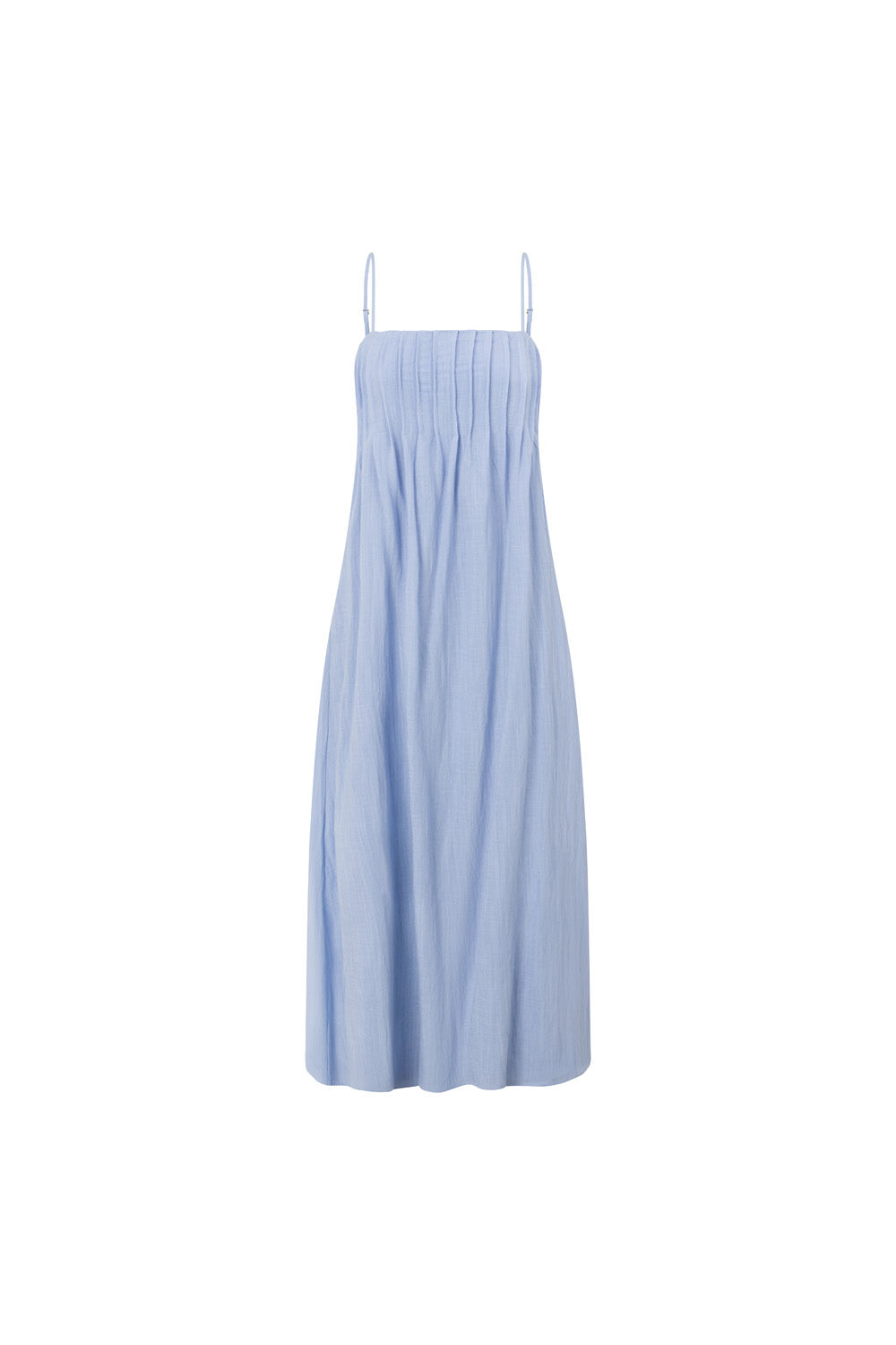 Blue Pin Tuck Pleat Maxi Ada Dress