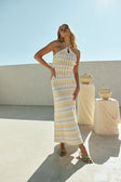 Yellow Stripe Halter Maxi Bexley Dress