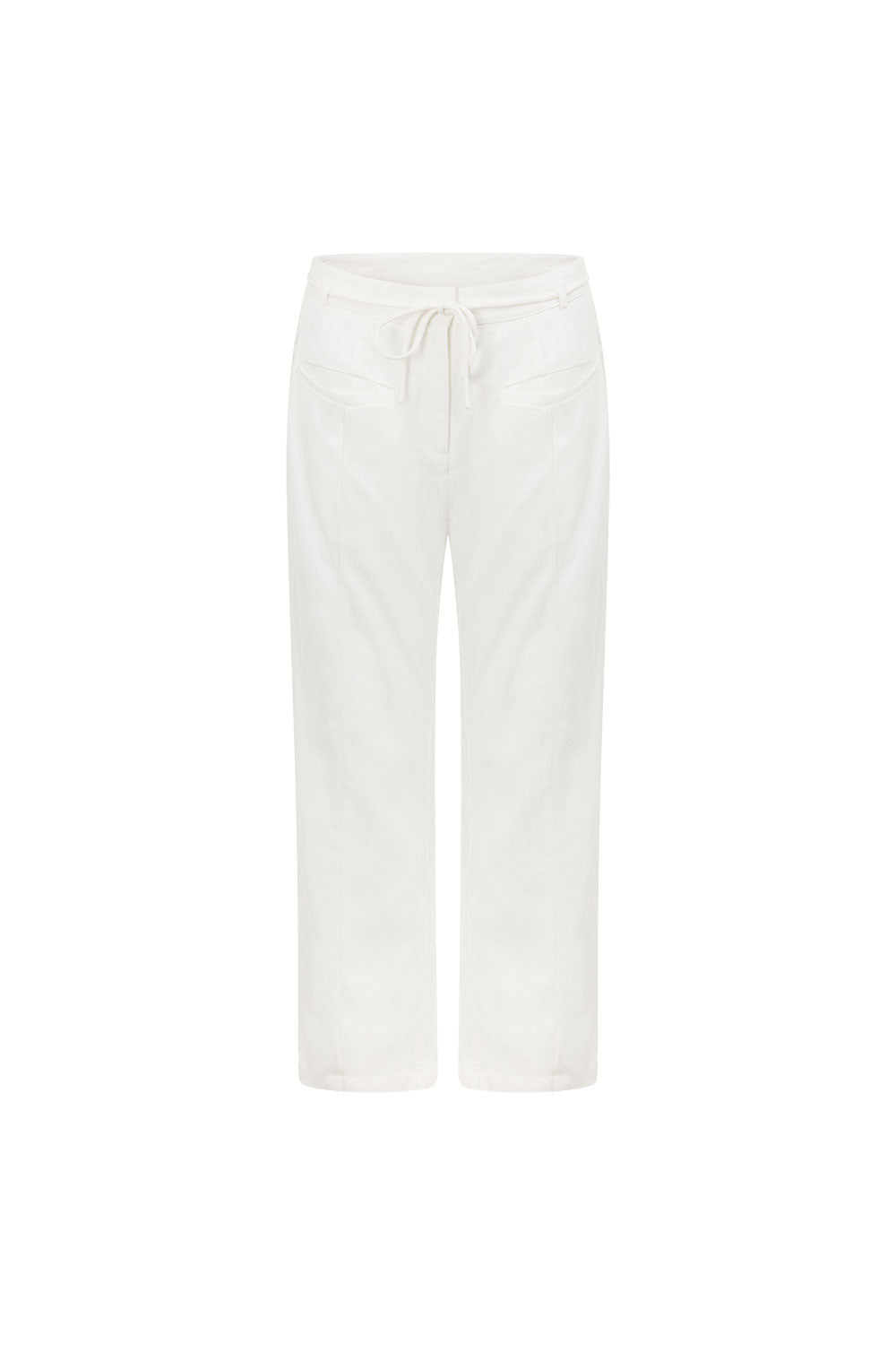 White High Waist Belt Hanoi Pants