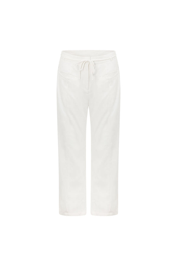 White High Waist Belt Hanoi Pants
