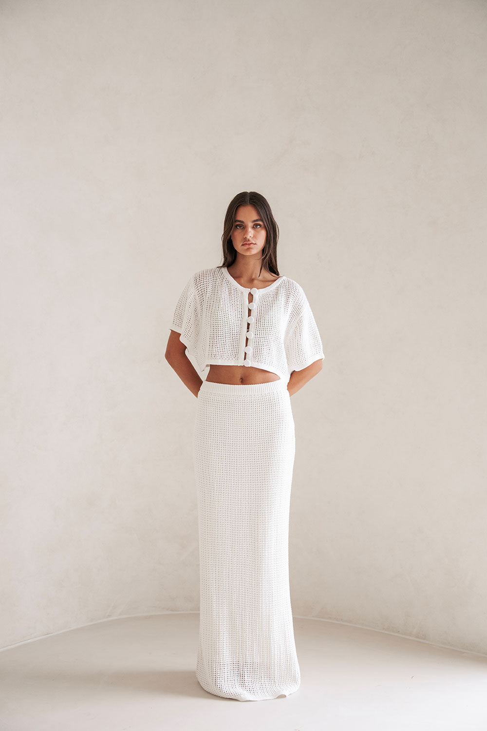 Bridal White Knit Maxi Mekkah Skirt