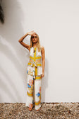 White and Yellow Botanique Cut Out Pip Jumpsuit