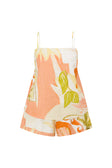 Adiamo Backless Tie Playsuit -Thalassa Rust Print Orange, Yellow, Green