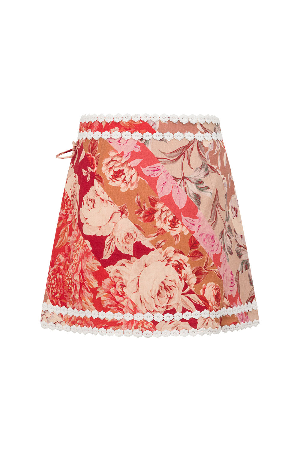 Red Floral Solafleur Print Wrap La Dolce Vita Skirt