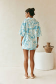 White Floral Short sleeve Button Up Tahlee Top