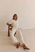 Cream Wavy Knit High Waist Janaya Pants