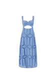 Blue Cotton Cutwork Flouncy Maxi Camilla Dress