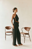 Black High Waist Elastic Drawstring Zen Pants