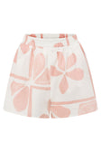 Pink Petal Patch Print Drawstring Senoa Shorts
