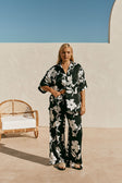 Black Alma Caroline Floral Print Drawstring Enza Pants