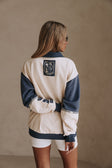 Navy and Cream Fleece Oversized Vintage Milan Sweater