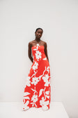 Red Sweet Caroline White Floral Strapless Maxi Wynona Dress