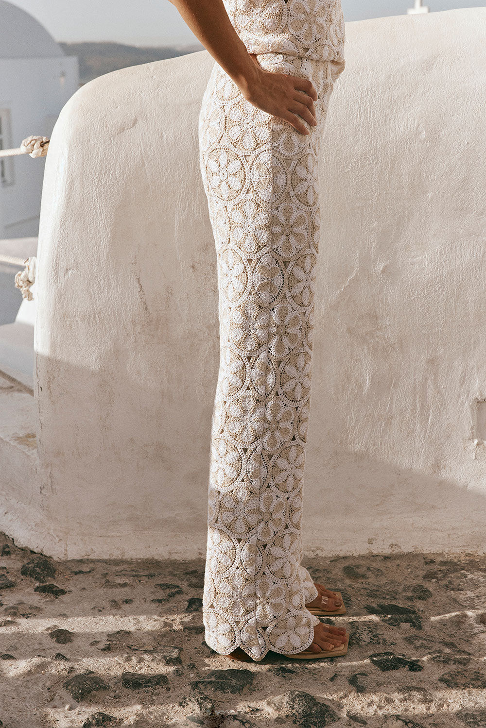 Kalila Crochet Pants - Ivory White Beige