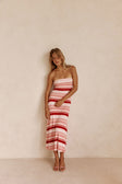 Prink Stripe Ribbed Strapless Maxi Anya Dress