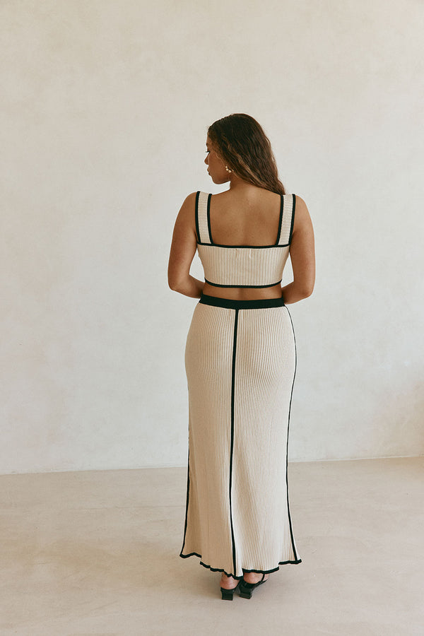 Beige Ribbed Cropped Leilani Top