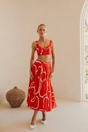 Dien Wrap Skirt - Evoke Red