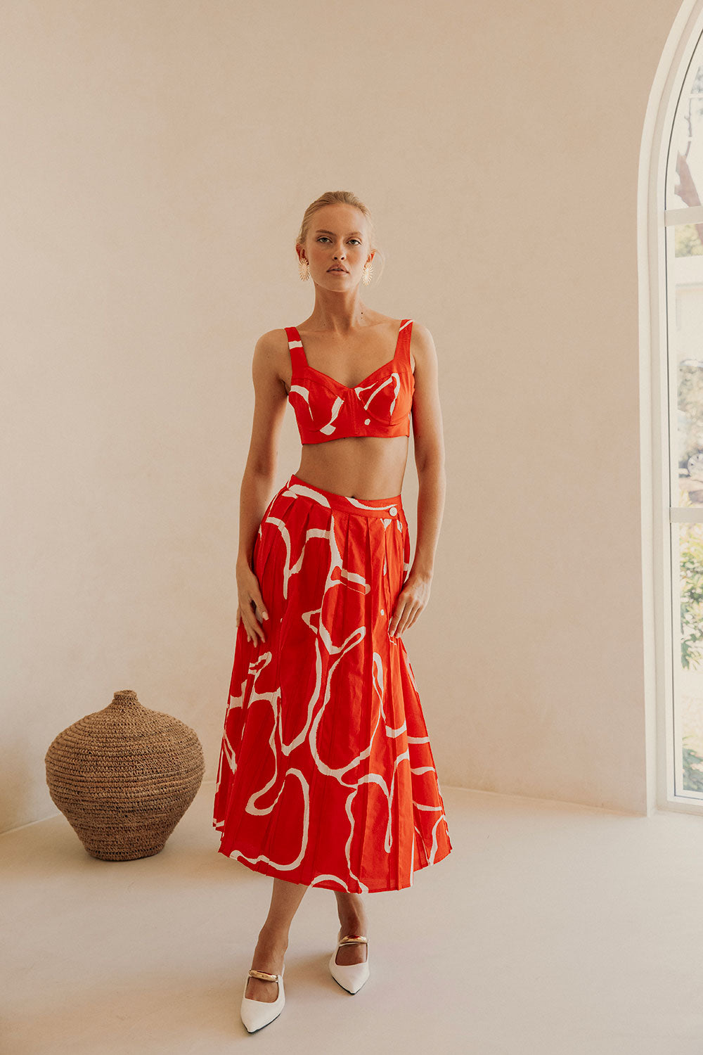 SAMPLE-Dien Wrap Skirt - Evoke Red