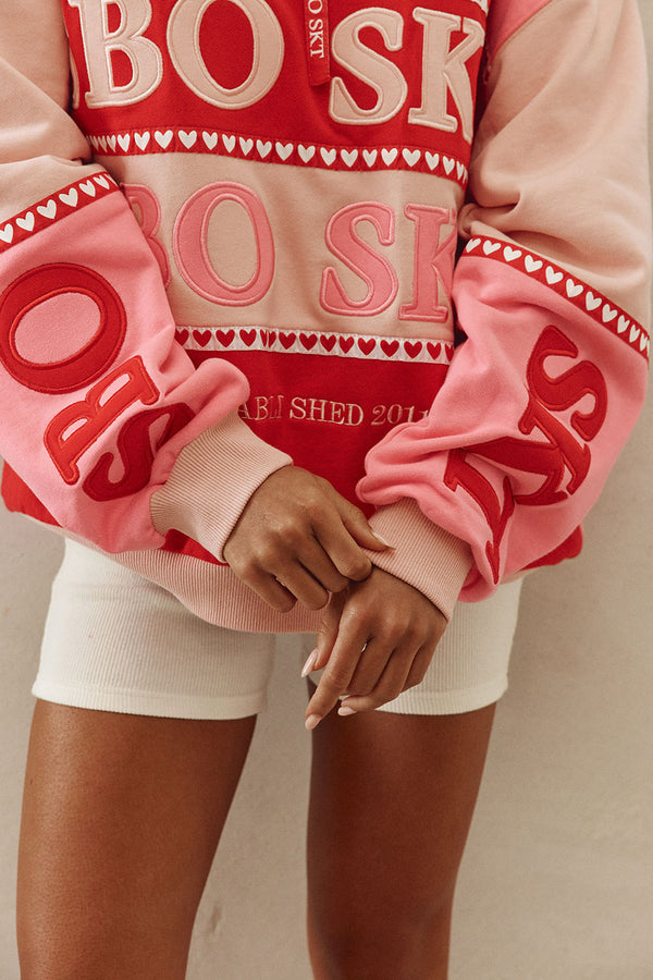 Pink Terry Oversized Vintage 1/4 Zipper Lovina Sweater