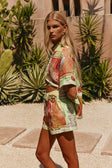 El Jardin Print Belted Estella Shorts