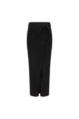 Black Button Slit Maxi Indi Skirt