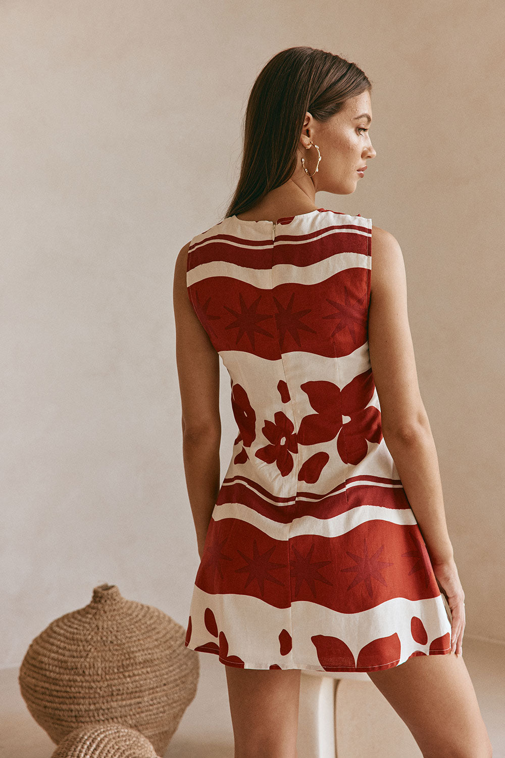 Red Sienna Sunset Bow Mini Natsuki Dress