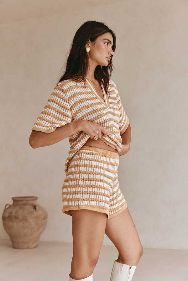 Orange Knit Elastic Josie Shorts