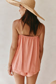 Peach Adjustable Strappy Front Tie Jetta Top