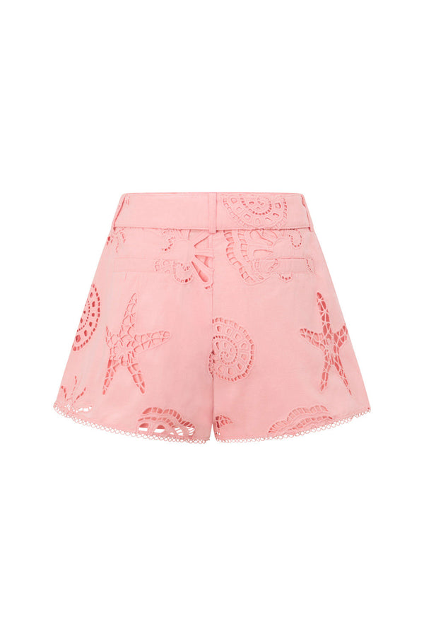Corallo Rosa Embroidered High Waist Carilo Shorts