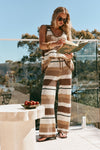Tan Brown and Cream Stripe Knit Lana Pants