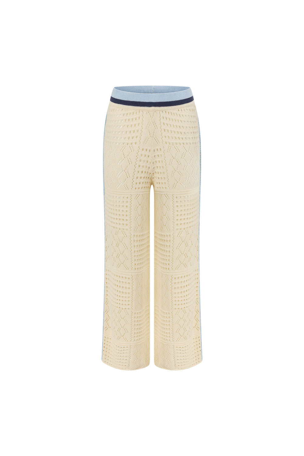 Cream Patch Crochet Knit High Waist Matilda Pants