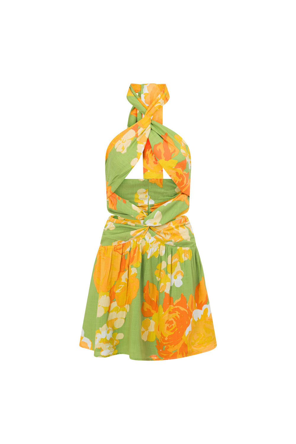 SAMPLE-Amina Halter Dress - Floral Sunset